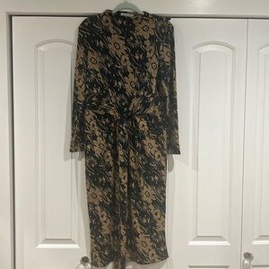 Amour Vert medium short cowl neck front tie dress